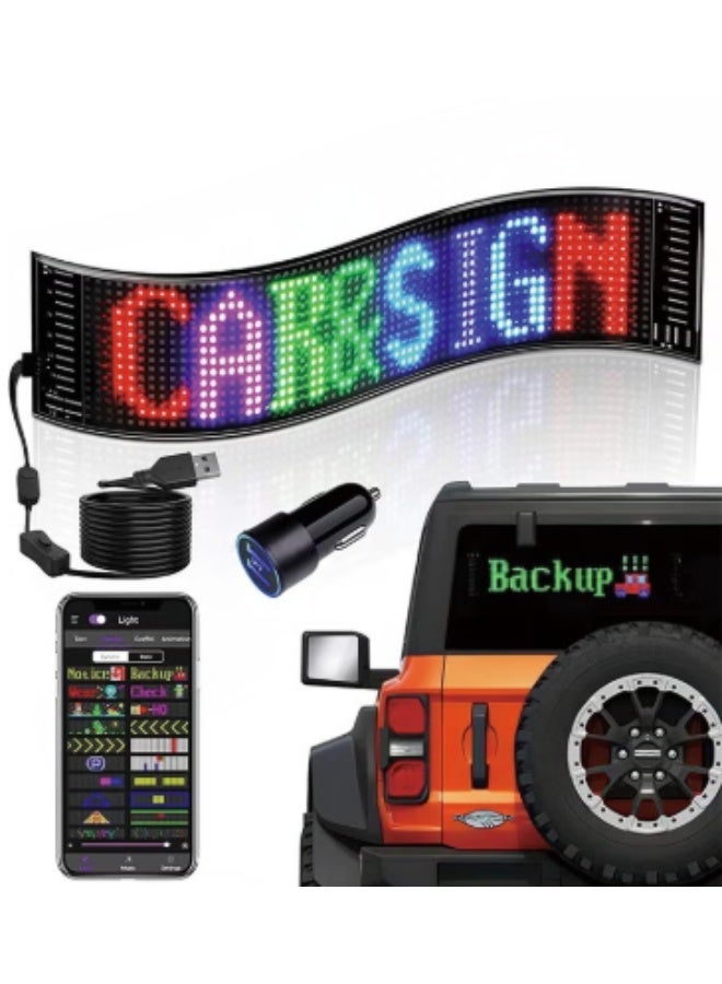 Crony K7 Scrolling Bright Advertising LED Signs, Flexible USB 5V LED Car Sign Bluetooth App Control Custom Text Pattern Animation Programmable LED Display for Store Car Hotel. 348×2.5×102mm - Image 1